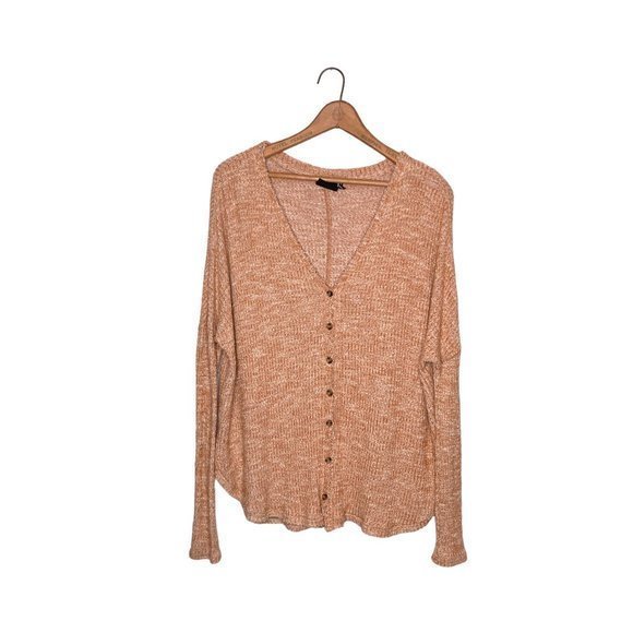Urban Outfitters XS Out From Under Orange‎ Thermal Waffle Knit Jojo Slouchy Top - Picture 4 of 6